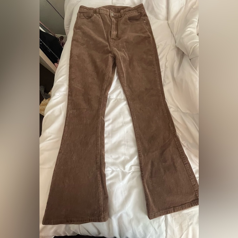 Brown High rise corduroy flared pants